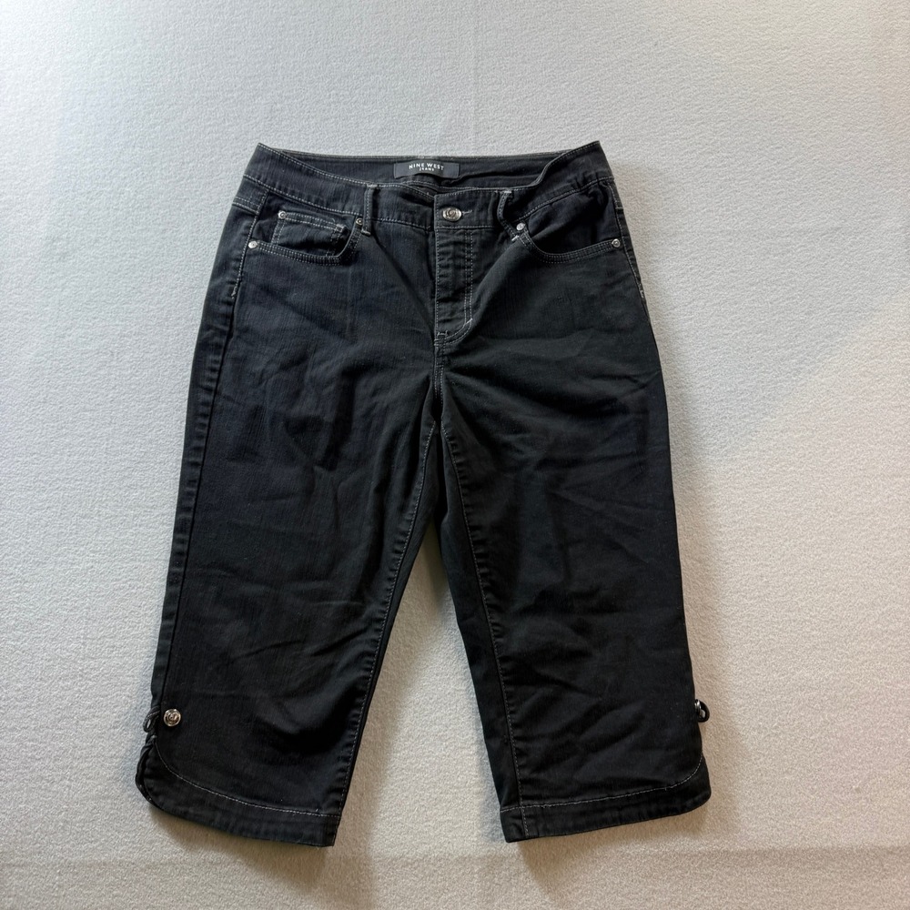 Nine West Capris Women 6 Black Denim Gramercy Crop Pants